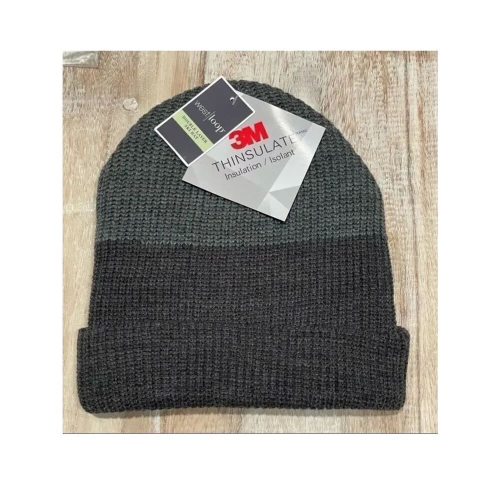 NWT West Loop Grey Double layer Beanie Sky Hat 3M Thinsulate Ínsulation Isolant